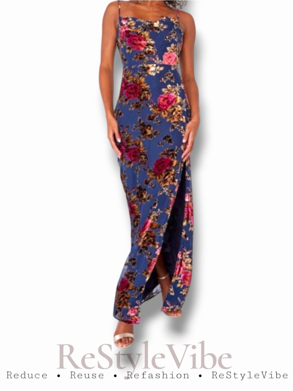 LULUS Women’s Size L Dress Maxi NWT Floral Velvet Burnout Lined